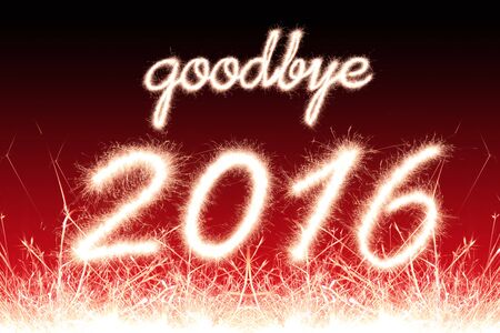 goodbye 2016 written from Sparkle firework over Sparkle backgroundの写真素材