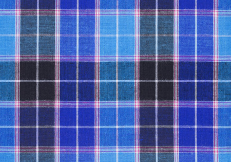 Blue Fabric plaid Checkered tablecloths texture. Cloth backgroundの写真素材