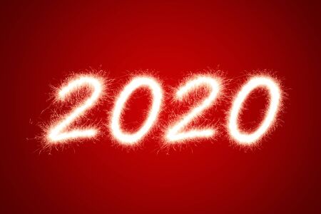 2020 written with Sparkle, firework Happy new yearの写真素材