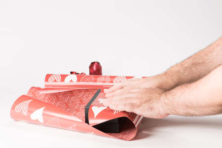 Stage for a gift with red paper