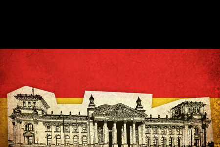 Grunge Flag of Germany / German country with monumentの写真素材
