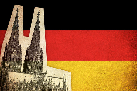 Grunge Flag of Germany / German country with monumentの写真素材