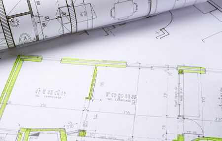 Architecture plans and sketch of house projectの写真素材