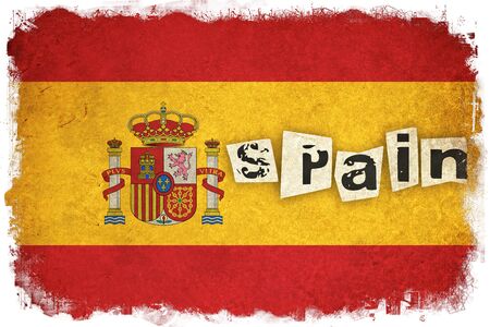 Spain grunge flag background illustration of european country with textの写真素材