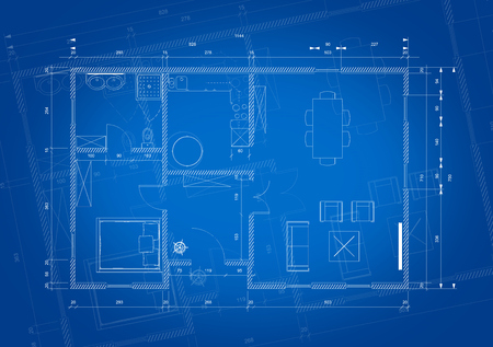 Blueprint of architect plan for personnal house constructionの写真素材
