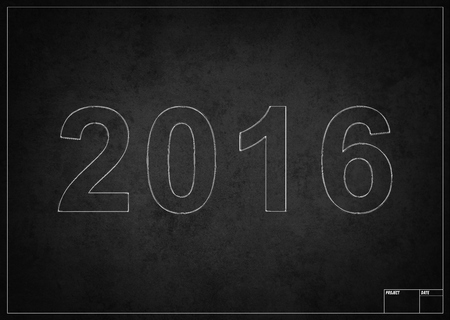 Blackboard with 2016 new year drawing with chalkの写真素材