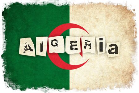 Algeria grunge flag background illustration of country with textの写真素材