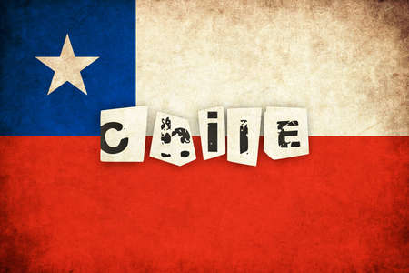 Chile grunge flag background illustration of country with textの写真素材