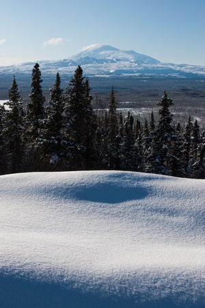 Mount Sanford rises above Copper River Valley in southcentral Alaskaの写真素材