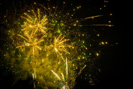 Beautiful fireworks display for celebration of New Year, Abstract background.の写真素材