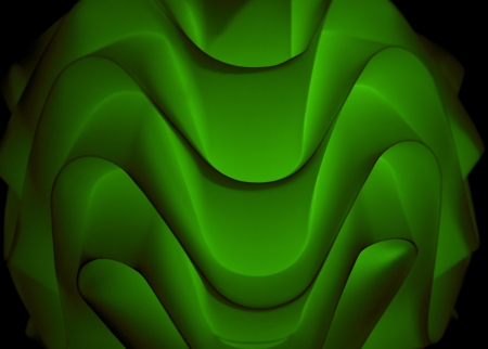 Graphic of rounded shapes in green colour over dard backgroundの写真素材