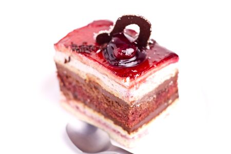 Delicious cake on a white plateの写真素材
