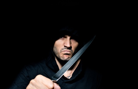 Portrait of a male model in the darkの写真素材
