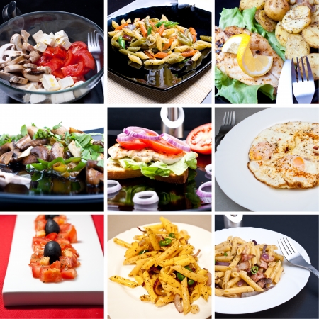 Collage of photos of diferrent mealsの写真素材