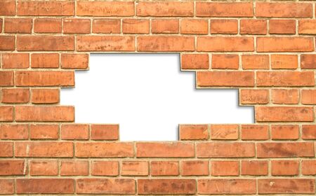 Hole in a brick wall の写真素材