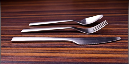 Aluminium spoon, fork and knifeの写真素材