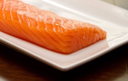 Fresh raw salmon on a plate