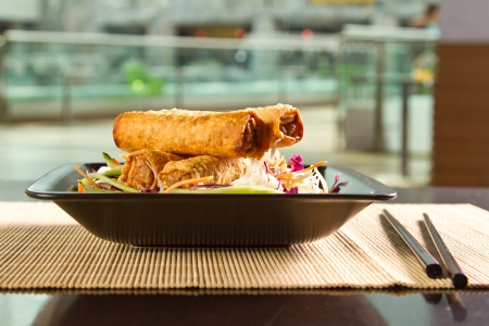Chinese spring rolls with vegetablesの写真素材