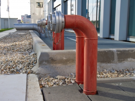 Fire hydrants outside an office bulding