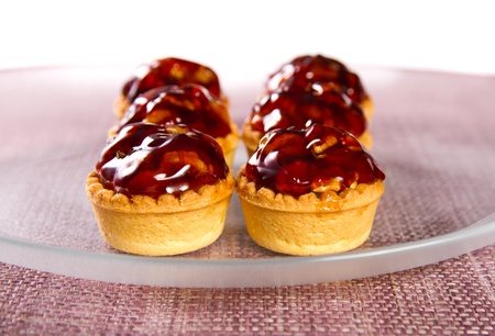 Tarts with nuts and caramel fillingの写真素材