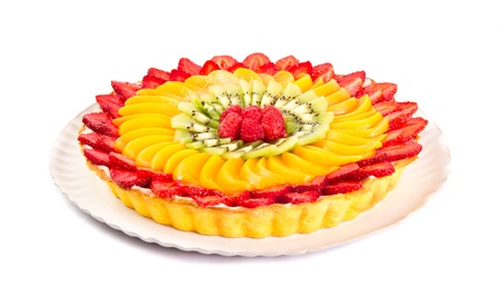 Fruit tart with vanilla cream fillingの写真素材