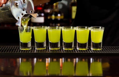 Shots on a bar counter top