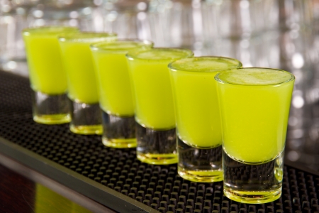 Shots on a bar counter topの写真素材