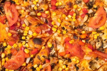 Close up of a supreme pizzaの写真素材