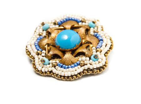 Pendant with colorfull beads on whiteの写真素材