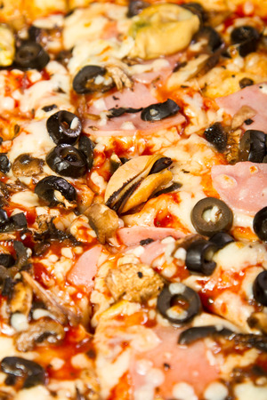 Close up of a mussel pizzaの写真素材