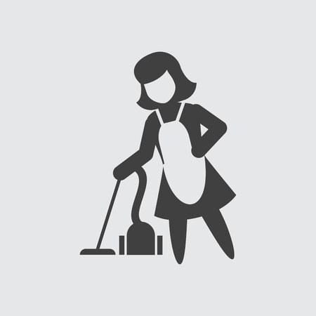 Maid with vacuum cleaner icon illustration isolated vector sign symbolのイラスト素材