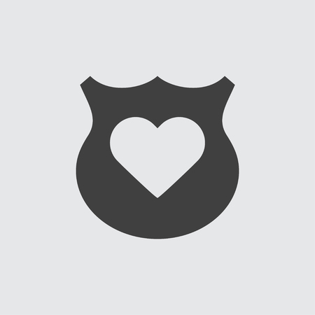 Shield with heart sign icon illustration isolated vectorのイラスト素材