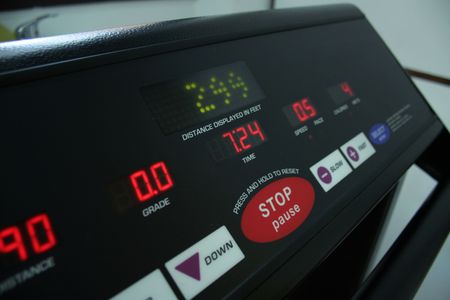 Treadmill detail with the top electronic information display 