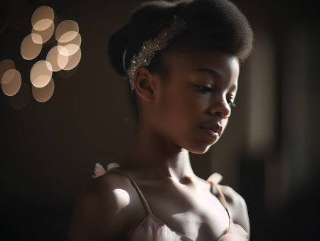 Portrait of a beautiful young african american woman in lingerieの素材