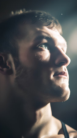 Portrait of a handsome young man. Fitness, bodybuilding.の素材