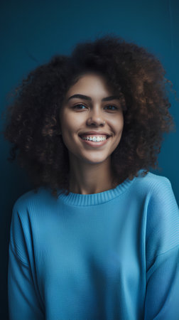 Portrait of beautiful young african american woman with afro hairstyleの素材