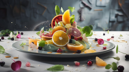 Fruit salad with oranges, grapefruit, pomegranate and mintの素材