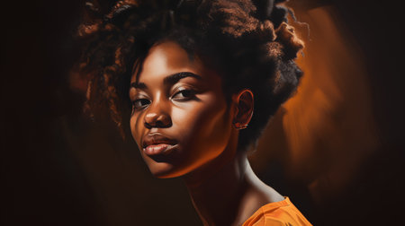 Portrait of beautiful african american woman with afro hairstyleの素材