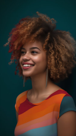 Beautiful african american young woman with afro hairstyleの素材