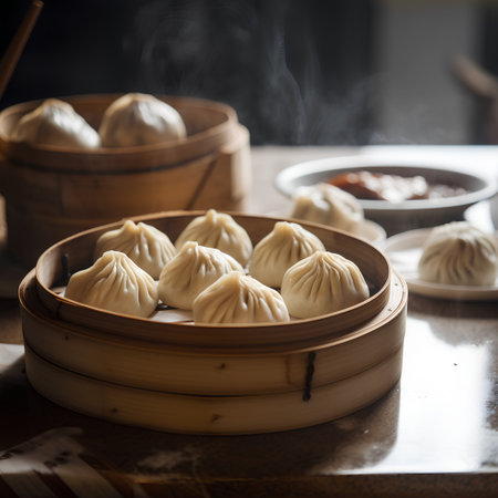 steamed dumpling in bamboo steamer, chinese cuisineの素材