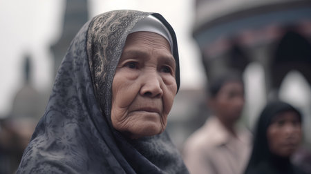 Portrait of an old muslim woman.の素材