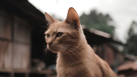 Thai cat in the village of Mae Hong Son, Thailand.の素材