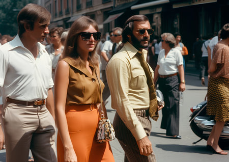 People gather outside Gucci fashion show building for Milan Women's Fashion Week in Milan.の素材