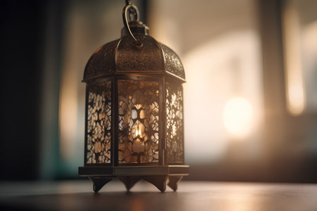 Lantern in the dark. Ramadan Kareem. Selective focus.の素材
