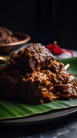 Traditional South Indian curry made from beef and spices served in a plateの素材