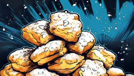 Illustration of a stack of sugar cookies on a grunge backgroundの素材