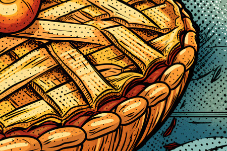 Baked pie. Vector illustration in pop art retro comic style.の素材