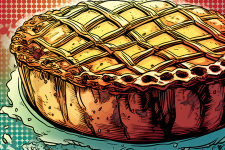 Illustration of a pie with a cream. Hand-drawn illustration.の素材