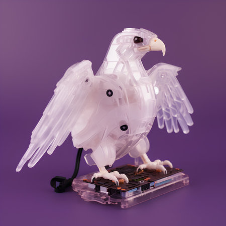 A closeup shot of a Lego figure on a purple backgroundの素材