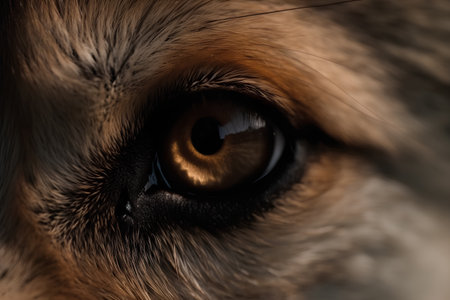 Close-up of a dog's eye. Shallow depth of field.の素材